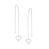 Thumbnail Image 1 of 1/8 CT. T.W. Diamond Heart Outline Dangle Threader Earrings in Sterling Silver