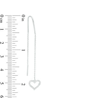 1/8 CT. T.W. Diamond Heart Outline Dangle Threader Earrings in Sterling Silver