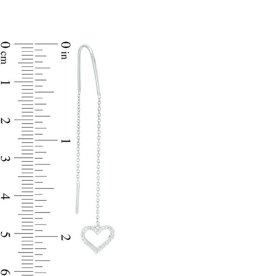 1/8 CT. T.W. Diamond Heart Outline Dangle Threader Earrings in Sterling Silver