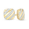 Thumbnail Image 1 of 0.114 CT. T.W. Diamond Diagonal Striped Cushion Stud Earrings in 10K Gold - XL Post