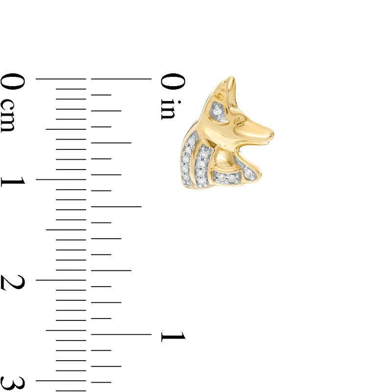 Main Image 2 of 1/20 CT. T.W. Diamond Dog Stud Earrings in 10K Gold - XL Post