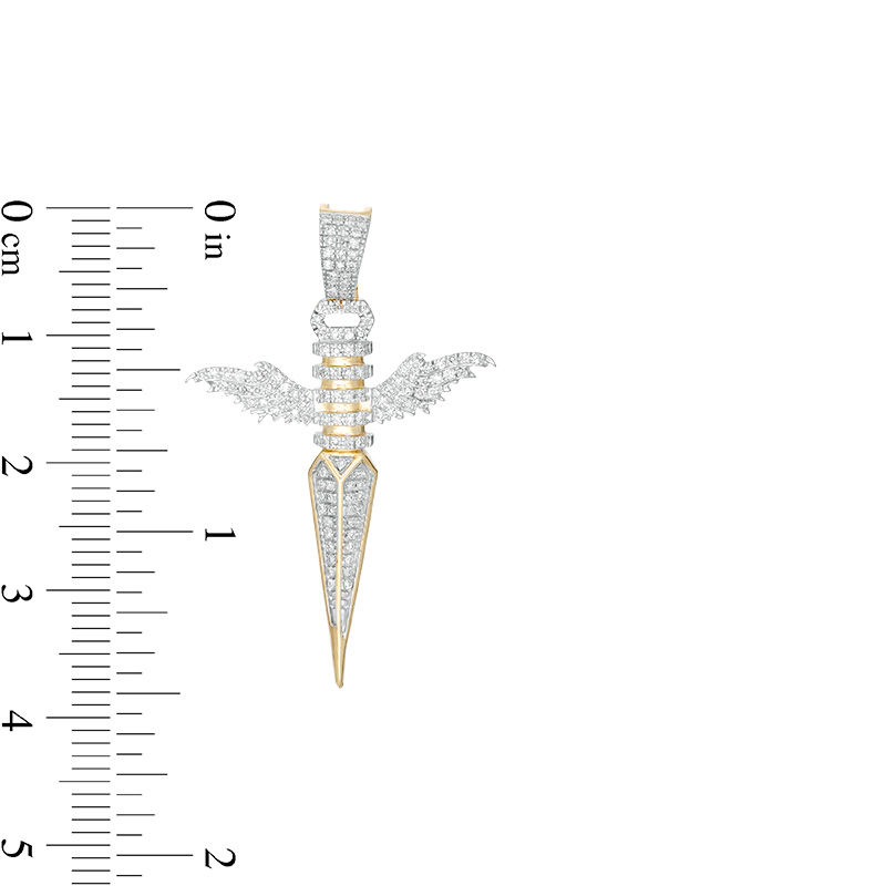 1/4 CT. T.W. Diamond Angel Dagger Necklace Charm in 10K Gold