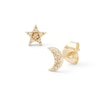 Thumbnail Image 0 of 1/20 CT. T.W. Diamond Crescent Moon and Star Mismatch Stud Earrings in 10K Gold
