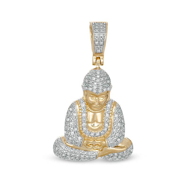 1/8 CT. T.W. Diamond Praying Buddha Necklace Charm in 10K Gold