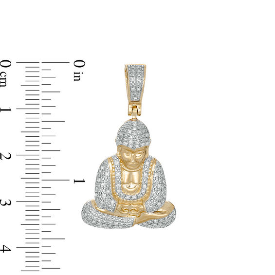 1/8 CT. T.W. Diamond Praying Buddha Necklace Charm in 10K Gold