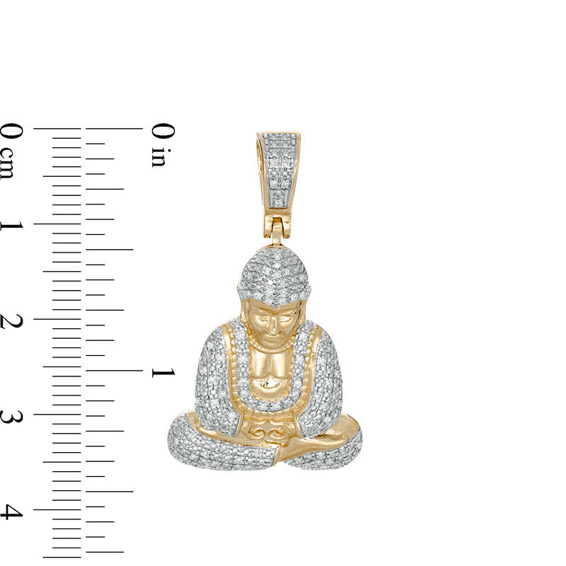 Main Image 2 of 1/8 CT. T.W. Diamond Praying Buddha Necklace Charm in 10K Gold