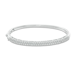 1/3 CT. T.W. Diamond Double Row Bangle in Sterling Silver