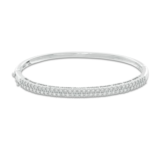 Sterling Silver 1/3 CT. T.W. Diamond Double Row Bangle - 7"