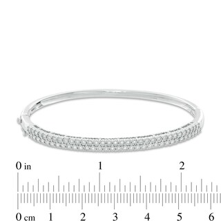 Sterling Silver 1/3 CT. T.W. Diamond Double Row Bangle - 7"