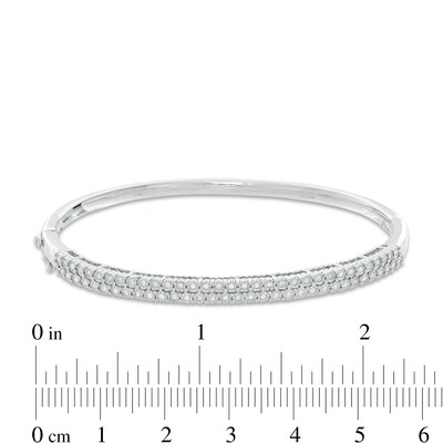 Sterling Silver 1/3 CT. T.W. Diamond Double Row Bangle - 7"
