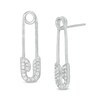 Thumbnail Image 1 of Cubic Zirconia Safety Pin Drop Earrings in Sterling Silver