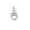 Thumbnail Image 0 of Cubic Zirconia Heart Outline with Crown Necklace Charm in Solid Sterling Silver