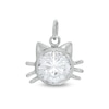 Thumbnail Image 1 of 8mm Bezel-Set Cubic Zirconia Solitaire Cat Head Necklace Charm in Sterling Silver