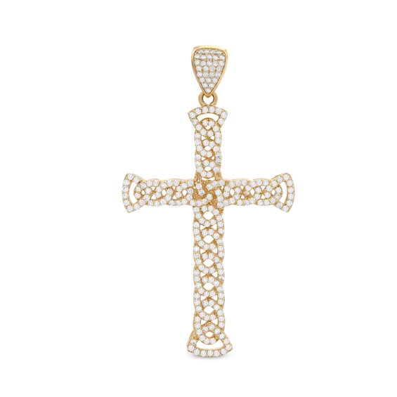 Cubic Zirconia Celtic Knot Cross in 10K Gold