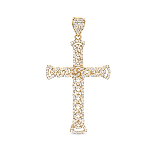 Cubic Zirconia Celtic Knot Cross in 10K Gold