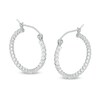 Thumbnail Image 0 of 20mm Diamond-Cut Beaded Tube Hoop Earrings in Sterling Silver