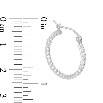 20mm Diamond-Cut Beaded Tube Hoop Earrings in Sterling Silver