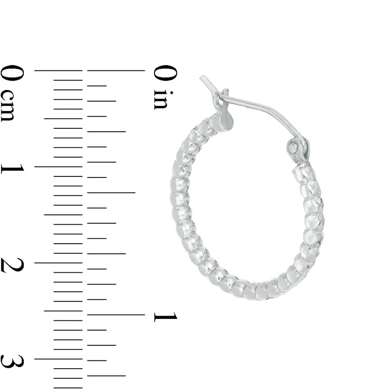 Main Image 2 of 20mm Diamond-Cut Beaded Tube Hoop Earrings in Sterling Silver