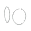 Thumbnail Image 1 of Diamond-Cut Square Tube Hoop Earrings in Hollow Sterling Silver
