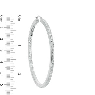 Diamond-Cut Square Tube Hoop Earrings in Hollow Sterling Silver
