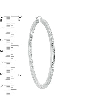 Diamond-Cut Square Tube Hoop Earrings in Hollow Sterling Silver