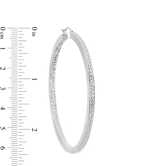 Diamond-Cut Square Tube Hoop Earrings in Hollow Sterling Silver