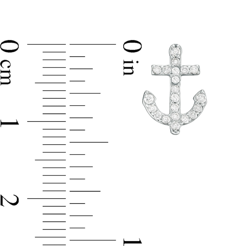 Main Image 2 of Cubic Zirconia Anchor Stud Earrings in Sterling Silver