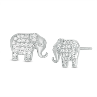 Sterling Silver CZ Elephant Studs