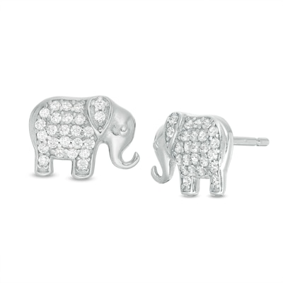 Sterling Silver CZ Elephant Studs