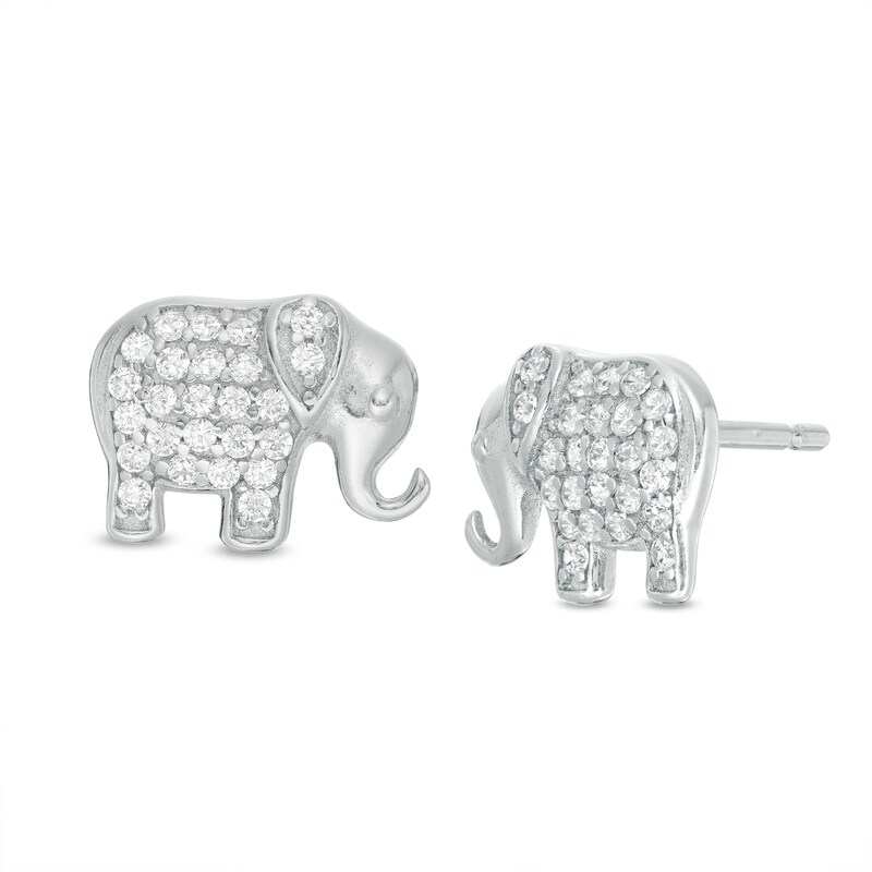 Sterling Silver CZ Elephant Studs