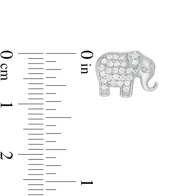 Cubic Zirconia Elephant Stud Earrings in Sterling Silver