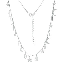 Cubic Zirconia Celestial Charm Necklace in Sterling Silver