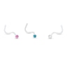 Thumbnail Image 1 of 016 Gauge Multi-Color Crystal Three Piece Nose Stud Set in Biopierce