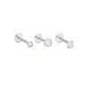Thumbnail Image 0 of 016 Gauge Iridescent Cubic Zirconia Solitaire and Ball Three Piece Labret Set in Stainless Steel