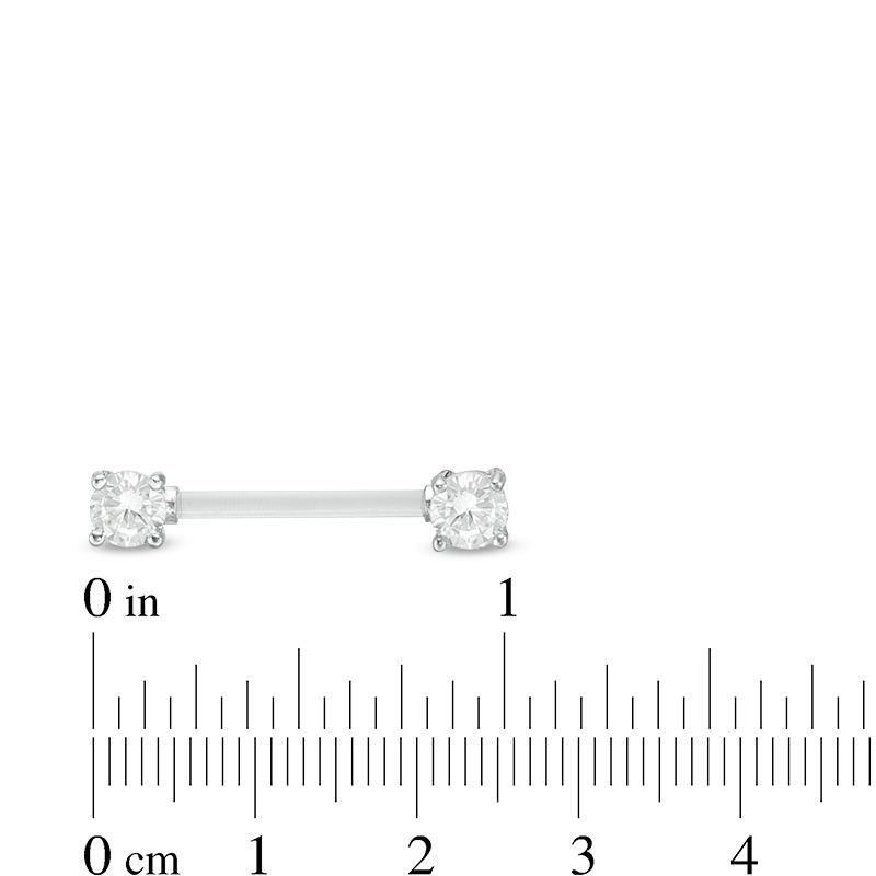 Main Image 2 of Stainless Steel CZ and Acrylic Barbell Set - 14G