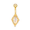 Thumbnail Image 1 of 014 Gauge Iridescent Cubic Zirconia Vintage-Style Belly Button Ring in Stainless Steel with Yellow IP