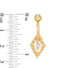 Thumbnail Image 2 of 014 Gauge Iridescent Cubic Zirconia Vintage-Style Belly Button Ring in Stainless Steel with Yellow IP