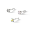 Thumbnail Image 0 of Semi-Solid Sterling Silver CZ Three Piece Nose Stud Set - 20G