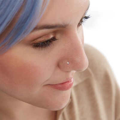 Semi-Solid Sterling Silver CZ Three Piece Nose Stud Set - 20G