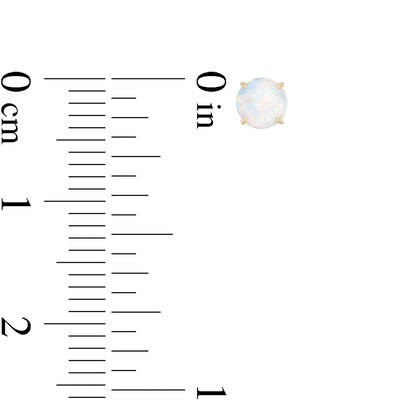 Child's 4mm Simulated Opal Solitaire Stud Earrings in 14K Gold