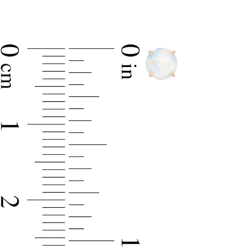 Main Image 2 of Child's 4mm Simulated Opal Solitaire Stud Earrings in 14K Gold