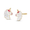 Thumbnail Image 0 of Child's Multi-Color Cubic Zirconia Enamel Unicorn Stud Earrings in 10K Gold