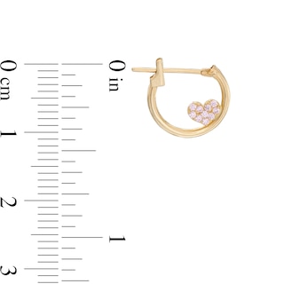 Child's Pink Cubic Zirconia Heart Accent Hoop Earrings in 10K Gold