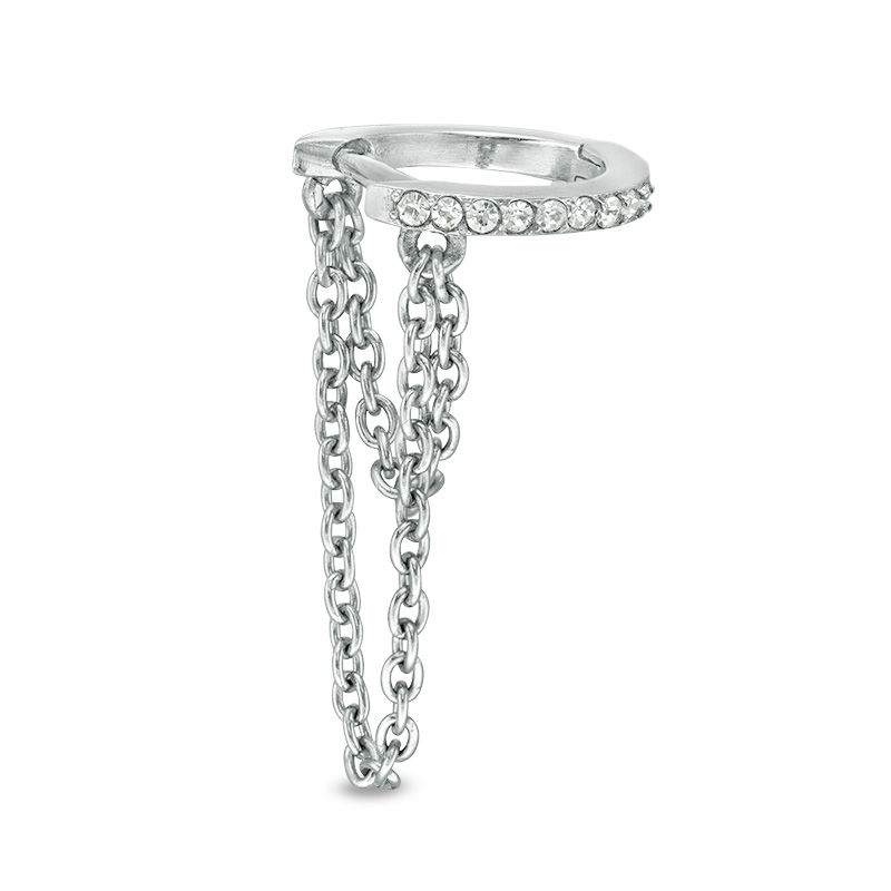 Main Image 1 of 020 Gauge Glass and Double Chain Loop Dangle Cartilage Hoop in Stainless Steel