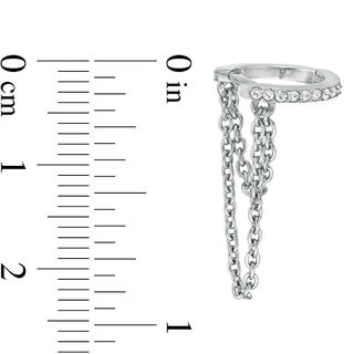 020 Gauge Glass and Double Chain Loop Dangle Cartilage Hoop in Stainless Steel