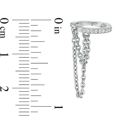 020 Gauge Glass and Double Chain Loop Dangle Cartilage Hoop in Stainless Steel