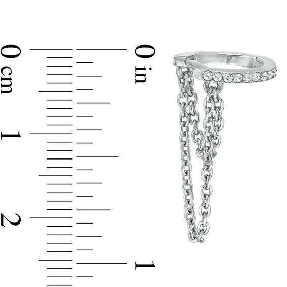 020 Gauge Glass and Double Chain Loop Dangle Cartilage Hoop in Stainless Steel
