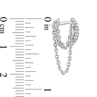 020 Gauge Glass and Double Chain Loop Dangle Cartilage Hoop in Stainless Steel