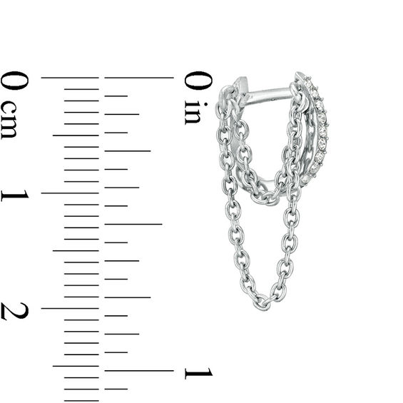 020 Gauge Glass and Double Chain Loop Dangle Cartilage Hoop in Stainless Steel
