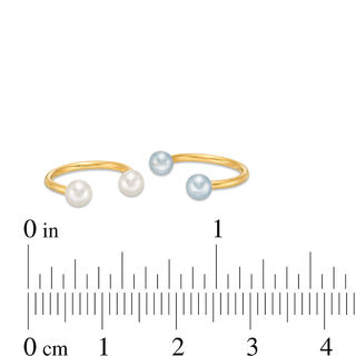 018 Gauge 3mm Simulated Blue and White Pearl Ends Horseshoe Pair in Stainless Steel with Yellow IP